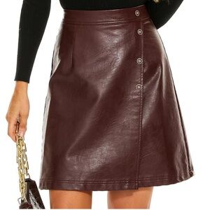 Elegant Maroon Faux Leather Skirt